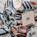 Boho geometric summer blanket orange & teal bedroom throw