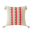 Boho geometric tassel cushion cover cream & red living room pillow