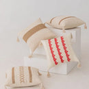 Boho geometric tassel cushion cover cream & red living room pillow