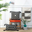 Boho geometric tufted black & cream cushion cover living room decor