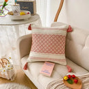 Boho geometric tufted cushion cover cream & gray living room pillow