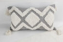 Boho geometric tufted cushion cover cream & gray living room pillow