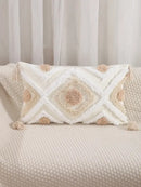 Boho geometric tufted embroidery cushion cover living room tassel decor
