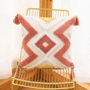 Boho geometric tufted embroidery cushion cover living room tassel decor