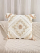 Boho geometric tufted embroidery cushion cover living room tassel decor