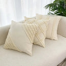 Boho geometry fringed cream cushion cover living room pillow