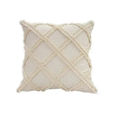 Boho geometry fringed cream cushion cover living room pillow
