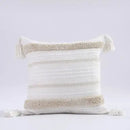 Boho gray & white tufted cushion cover living room tassel decor