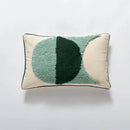 Boho green & cream geometric cushion cover living room tufted decor
