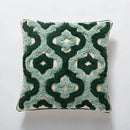 Boho green & cream geometric cushion cover living room tufted decor