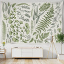Boho green & gray botanical tapestry wall hanging bedroom decor