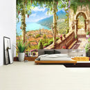Boho green plant landscape tapestry bedroom italian village decor