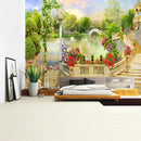 Boho green plant landscape tapestry bedroom italian village decor