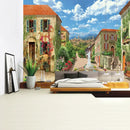 Boho green plant landscape tapestry bedroom italian village decor