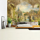 Boho green plant landscape tapestry bedroom italian village decor