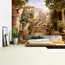 Boho green plant landscape tapestry bedroom italian village decor
