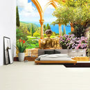 Boho green plant landscape tapestry bedroom italian village decor