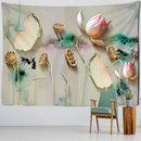 Boho ink lotus koi tapestry bedroom wall art