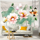 Boho ink lotus koi tapestry bedroom wall art