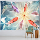 Boho ink lotus koi tapestry bedroom wall art