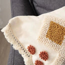 Boho ivory brown tufted pillow cover living room geometric decor