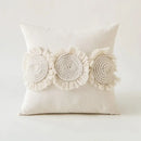 Boho ivory cushion cover with pompoms and lace for living room sofa