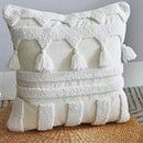 Boho ivory tufted tassel cushion cover living room woven pillow