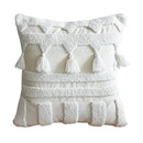 Boho ivory tufted tassel cushion cover living room woven pillow
