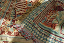 Boho jacquard knit throw blanket red & cream living room decor