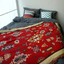 Boho jacquard knitted throw blanket green living room woven rug