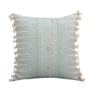 Boho light blue & white patterned pillow cover living room tassel
