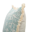 Boho light blue & white patterned pillow cover living room tassel