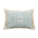 Boho light blue & white patterned pillow cover living room tassel