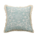 Boho light blue & white patterned pillow cover living room tassel