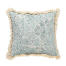 Boho light blue & white patterned pillow cover living room tassel