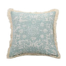 Boho light blue & white patterned pillow cover living room tassel