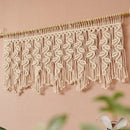 Boho macrame tapestry curtain cream leaf pattern bedroom decor