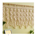 Boho macrame tapestry curtain cream leaf pattern bedroom decor