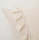 Boho macrame woven cushion cover cream cotton tassels bedroom pillow