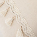 Boho macrame woven cushion cover cream cotton tassels bedroom pillow