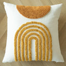 Boho mustard geometric tufted cushion cover living room pom pom accent