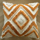 Boho mustard geometric tufted cushion cover living room pom pom accent