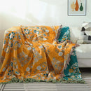 Boho orange & teal floral gauze towel blanket bedroom muslin throw