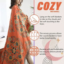 Boho orange & teal floral gauze towel blanket bedroom muslin throw
