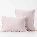 Boho orange velvet tassel fringe pillow covers living room decor