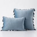 Boho orange velvet tassel fringe pillow covers living room decor