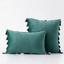 Boho orange velvet tassel fringe pillow covers living room decor