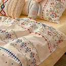 Boho pattern printed cream floral bedding set bedroom duvet cover