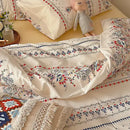 Boho pattern printed cream floral bedding set bedroom duvet cover