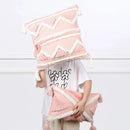 Boho pink geometric tufted pillow covers pink & white bedroom decor